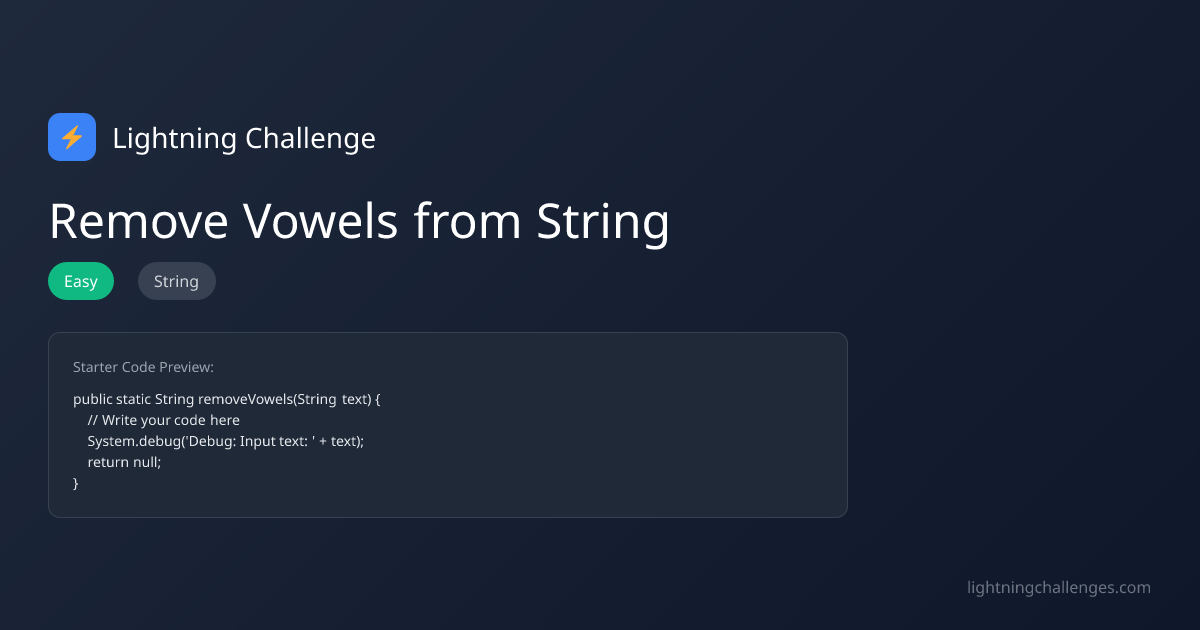 Remove Vowels from String | Lightning Challenge